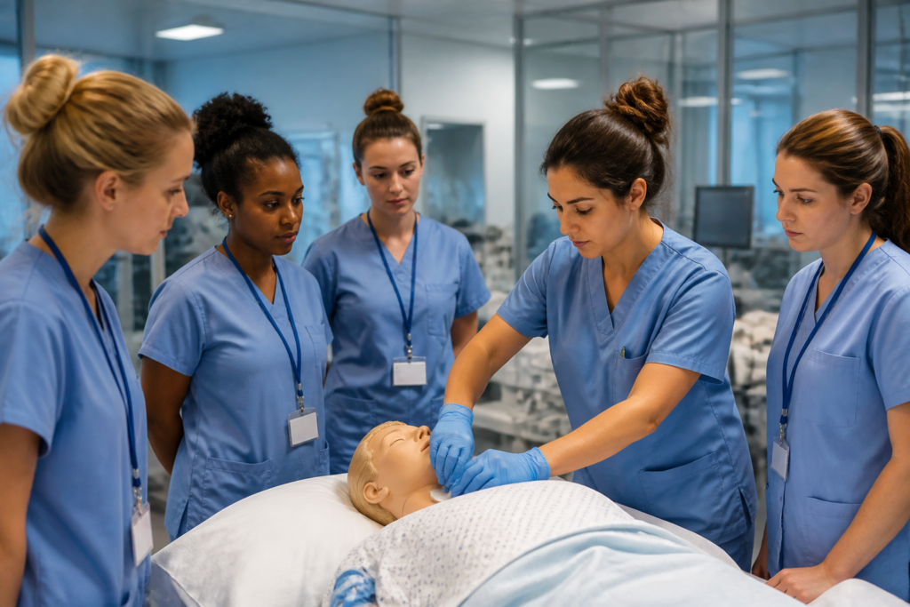 Infirmières en atelier formation pratique en milieu professionnel