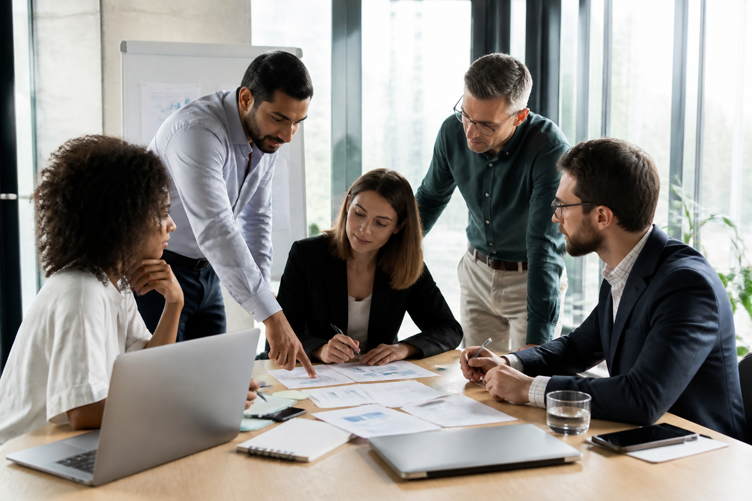 Réunion de travail en formation professionnelle dans un bureau moderne