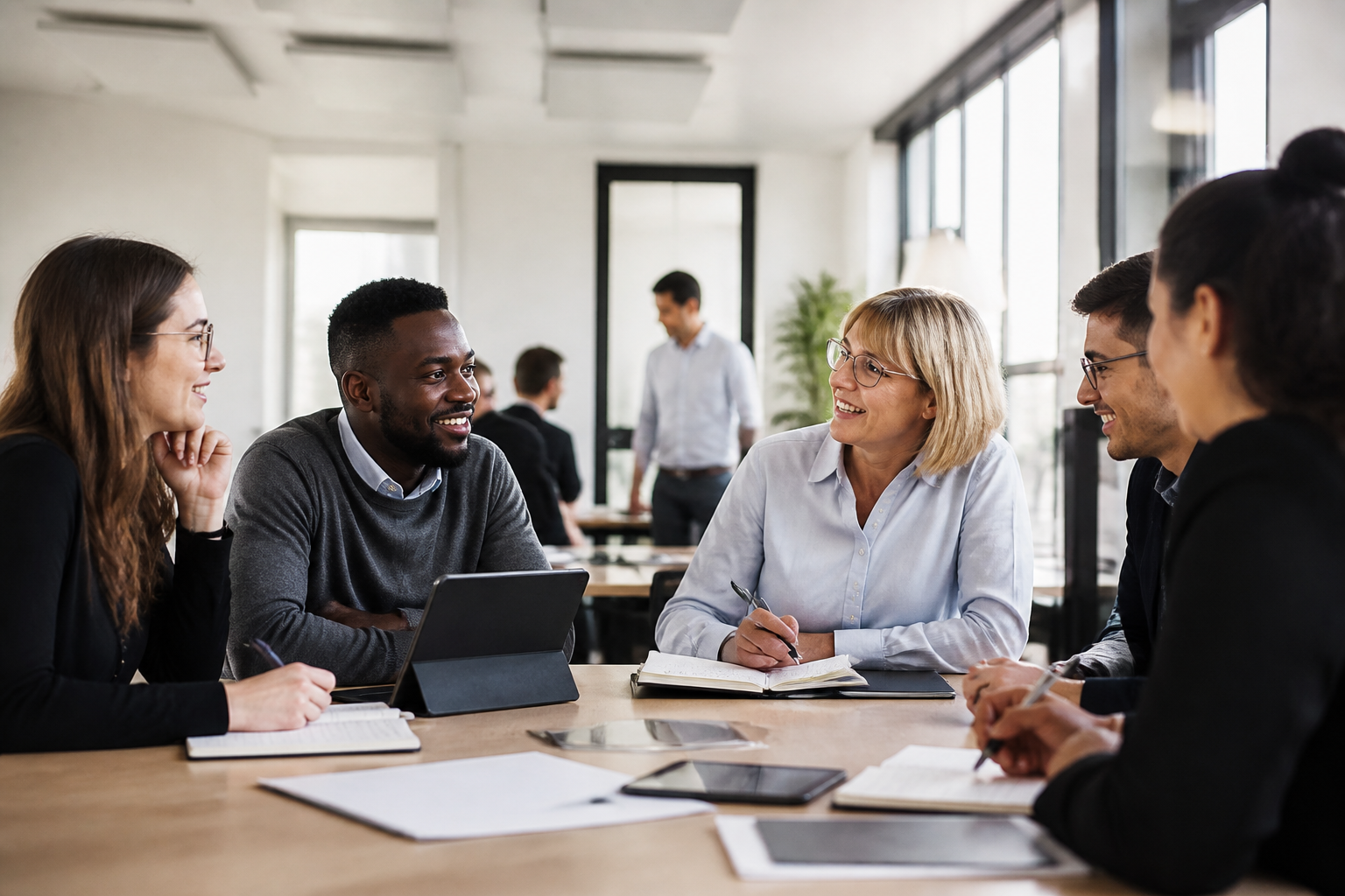 Professionnels en formation en contexte collaboratif autour d'une table