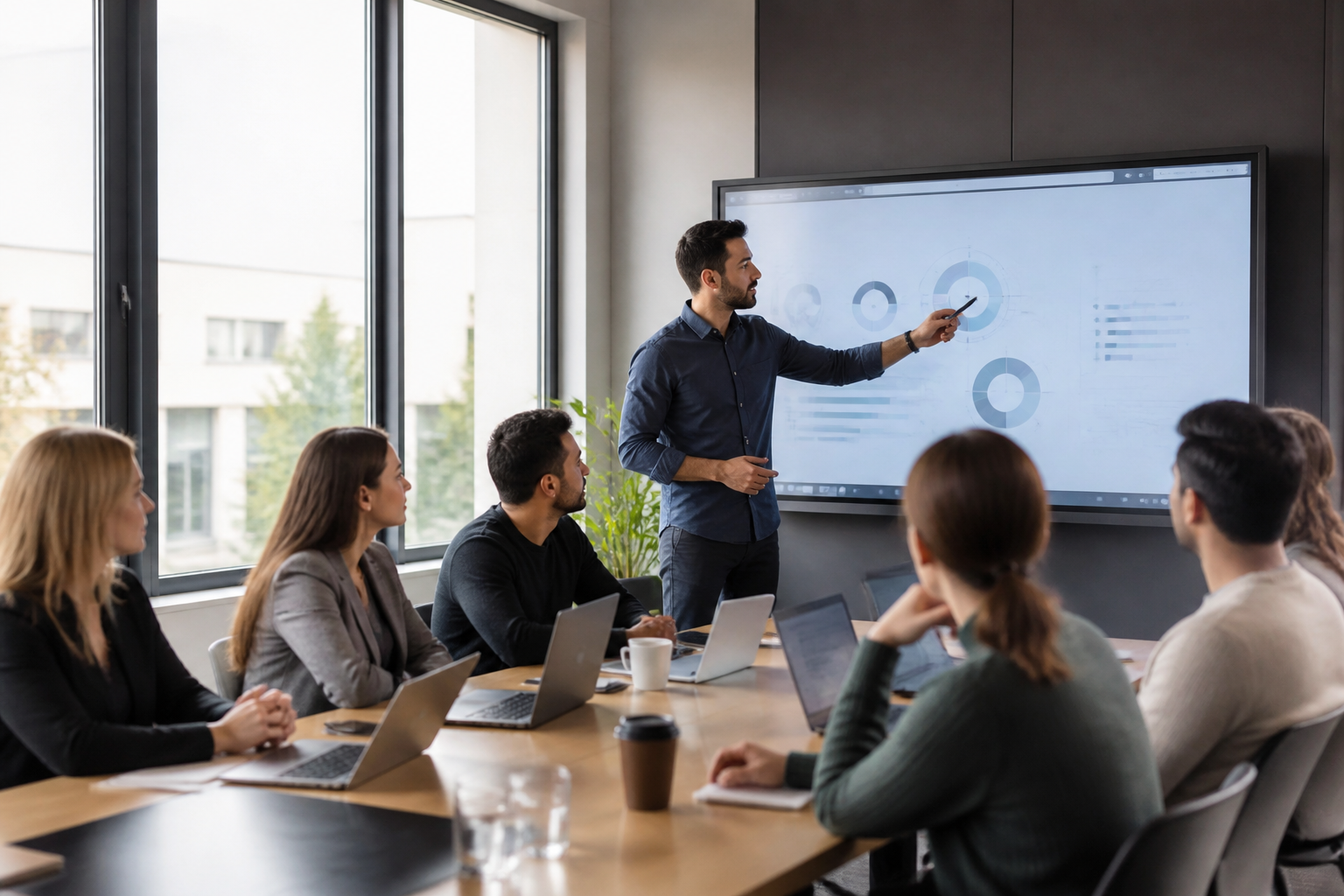 Formation professionnelle en salle avec formateur et participants engagés