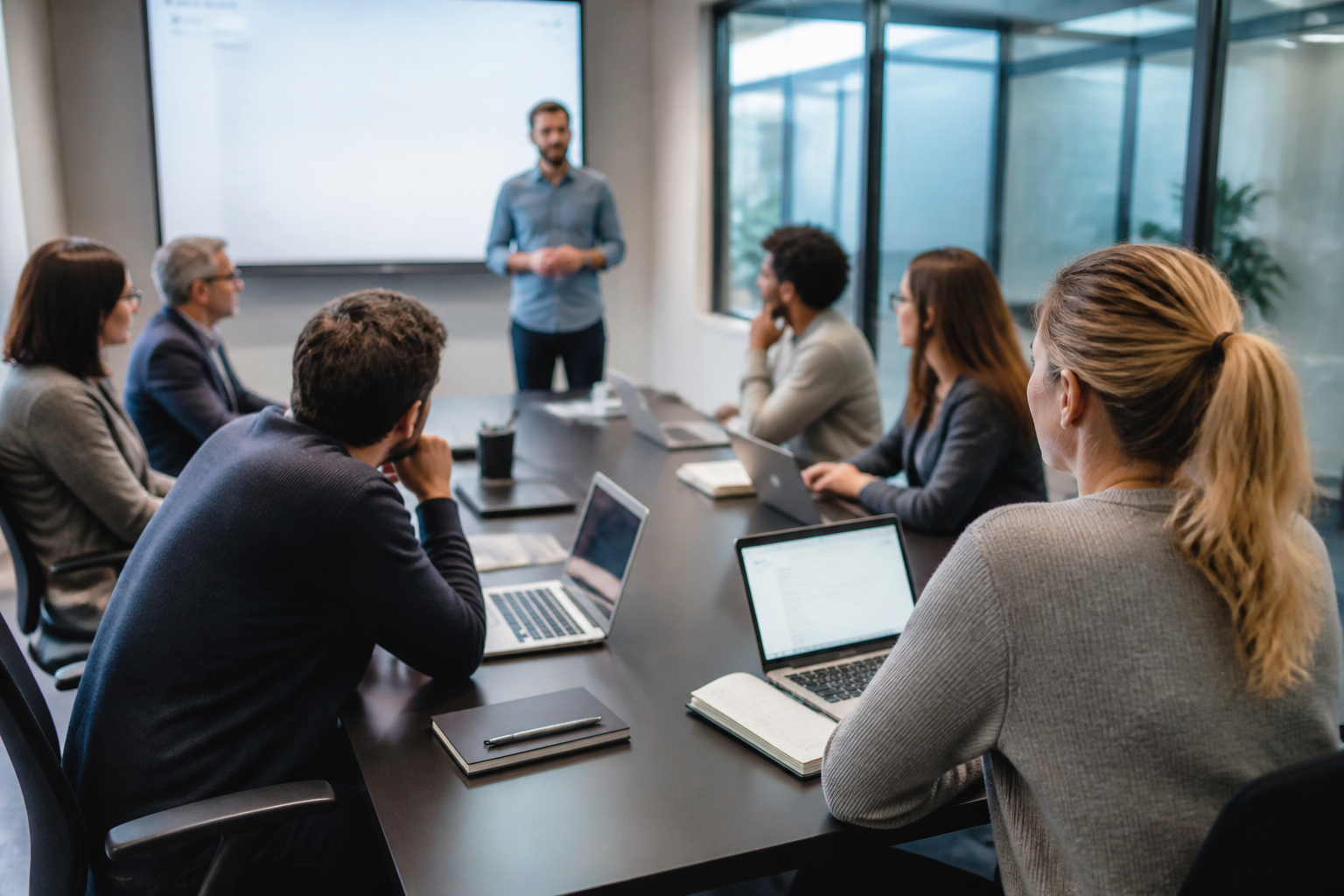 Personnes en formation professionnelle lors d'une réunion de travail