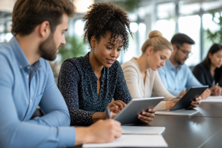 Jeunes professionnels en formation dans un centre de formation notariale