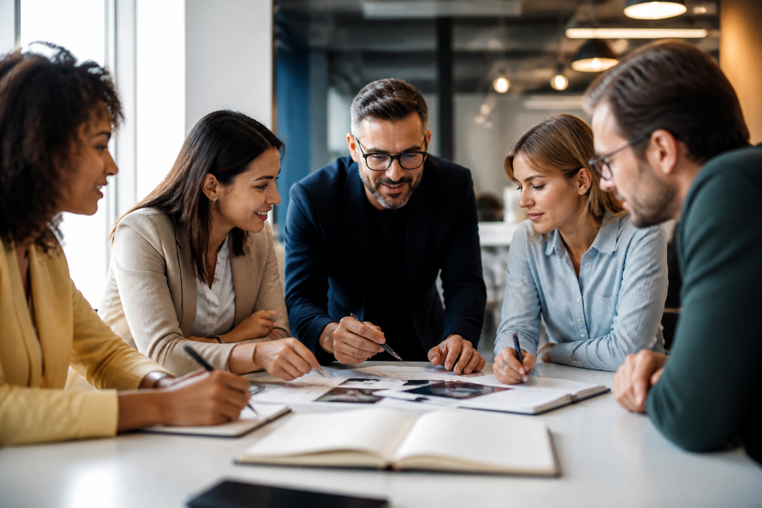 Réunion de travail pour préparer un projet de réorientation professionnelle