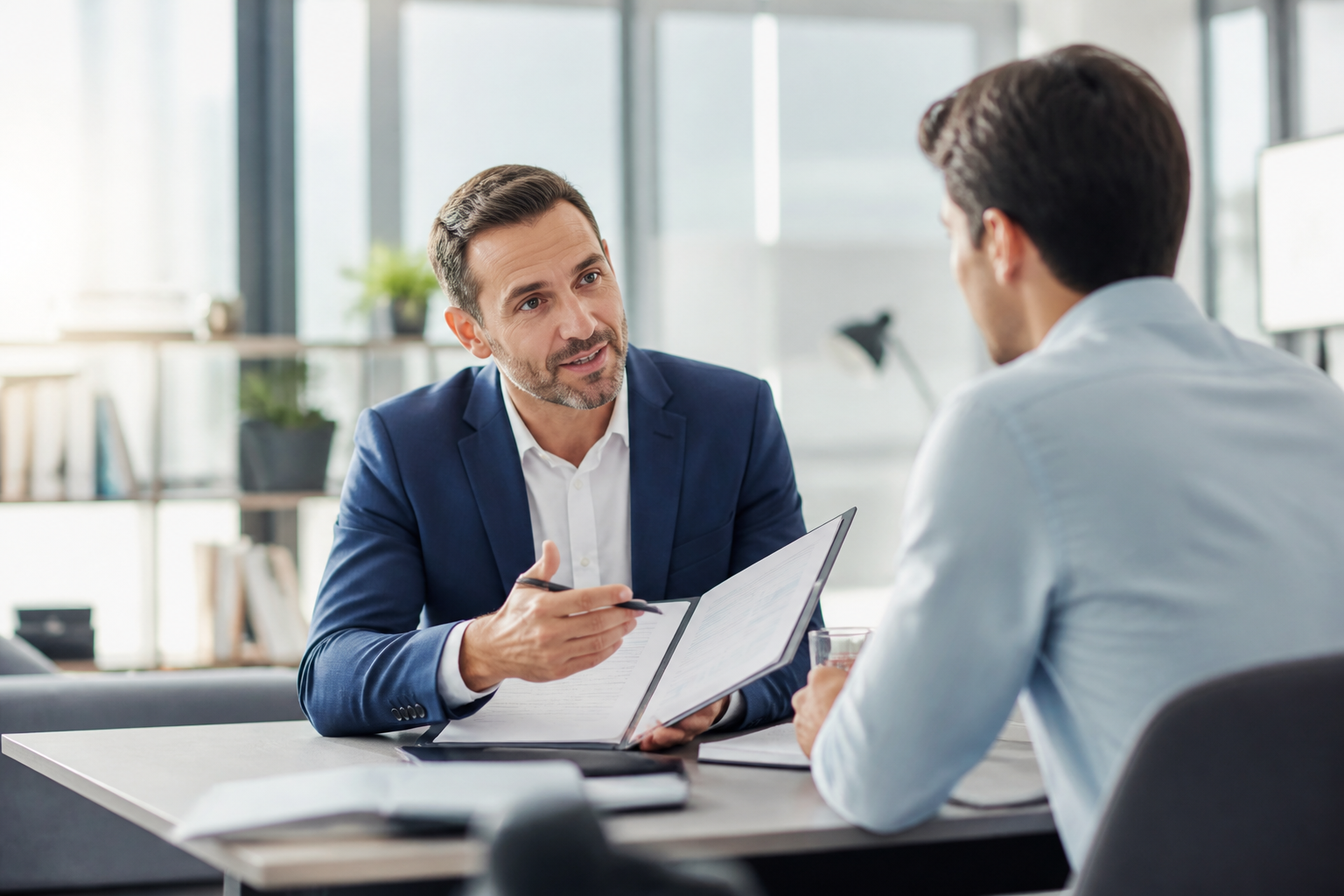 Consultation entre un manager et un salarié sur un projet de formation