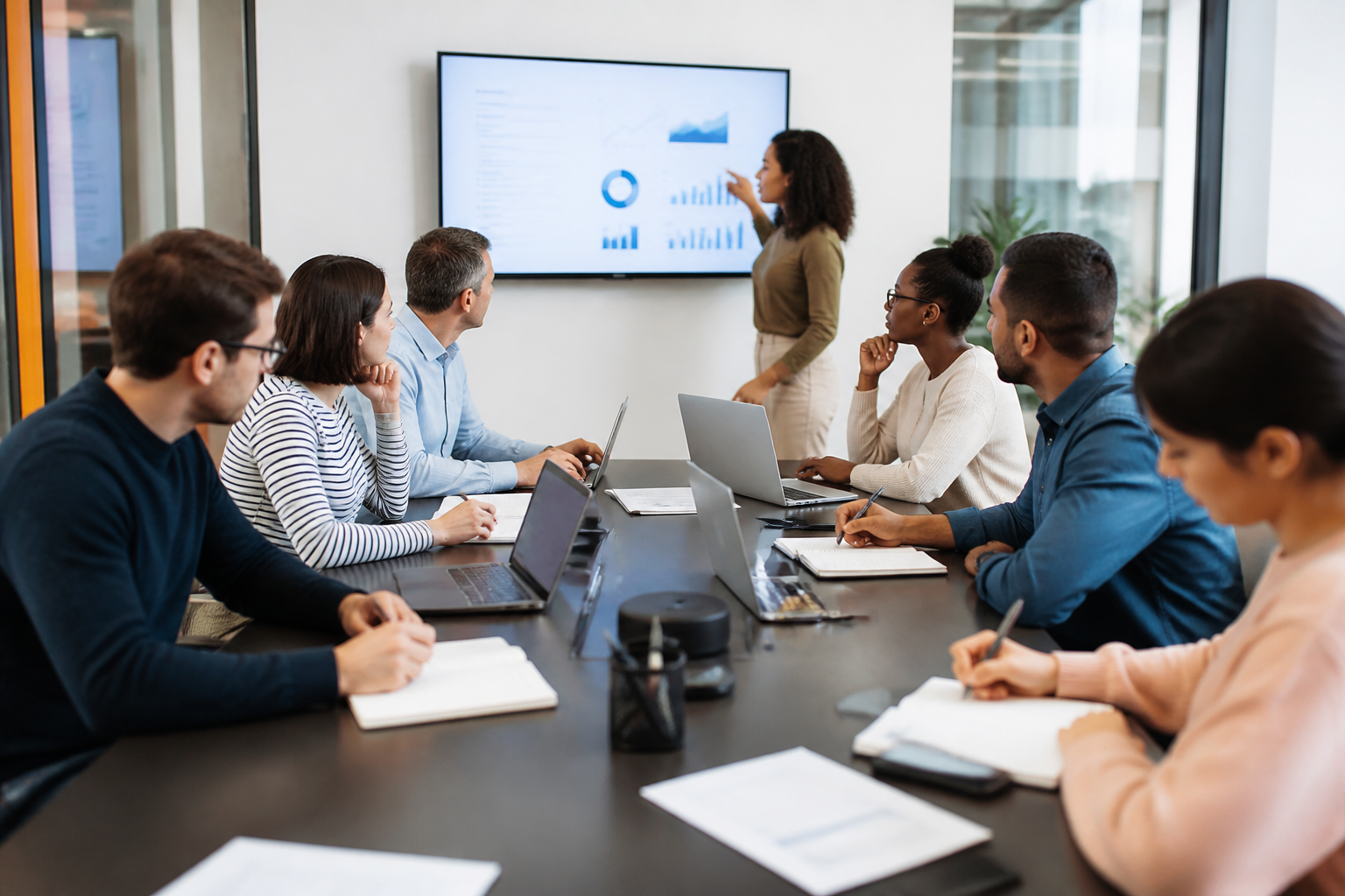 Participants aux prises de notes pendant une formation professionnelle en management