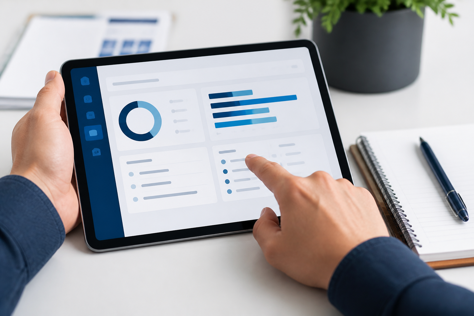 Consultation des droits CPF sur une tablette dans un environnement de bureau
