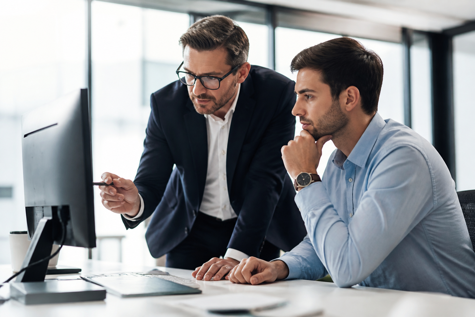 Manager et salarié discutant d'un projet de formation en entreprise