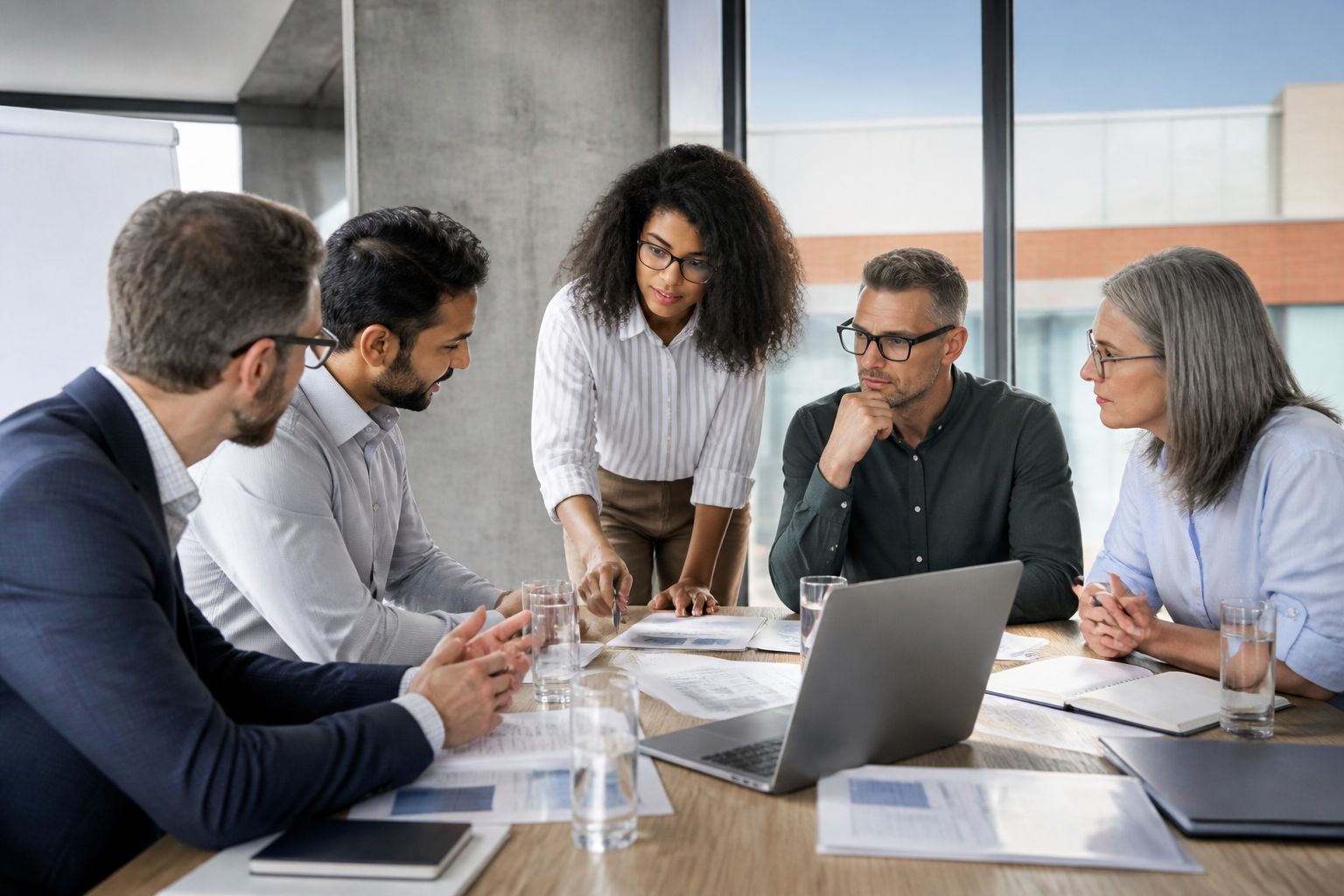 Réunion de managers discutant d'un projet de formation