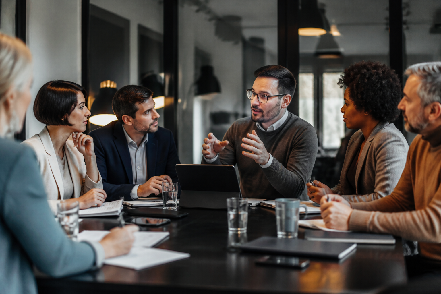 Réunion de managers préparant un projet de formation professionnelle