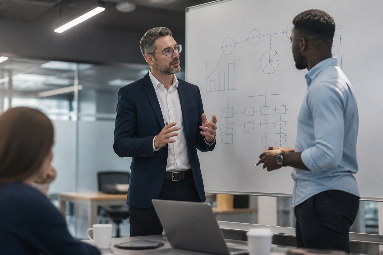 Manager et formateur échangeant sur une stratégie de financement de formation
