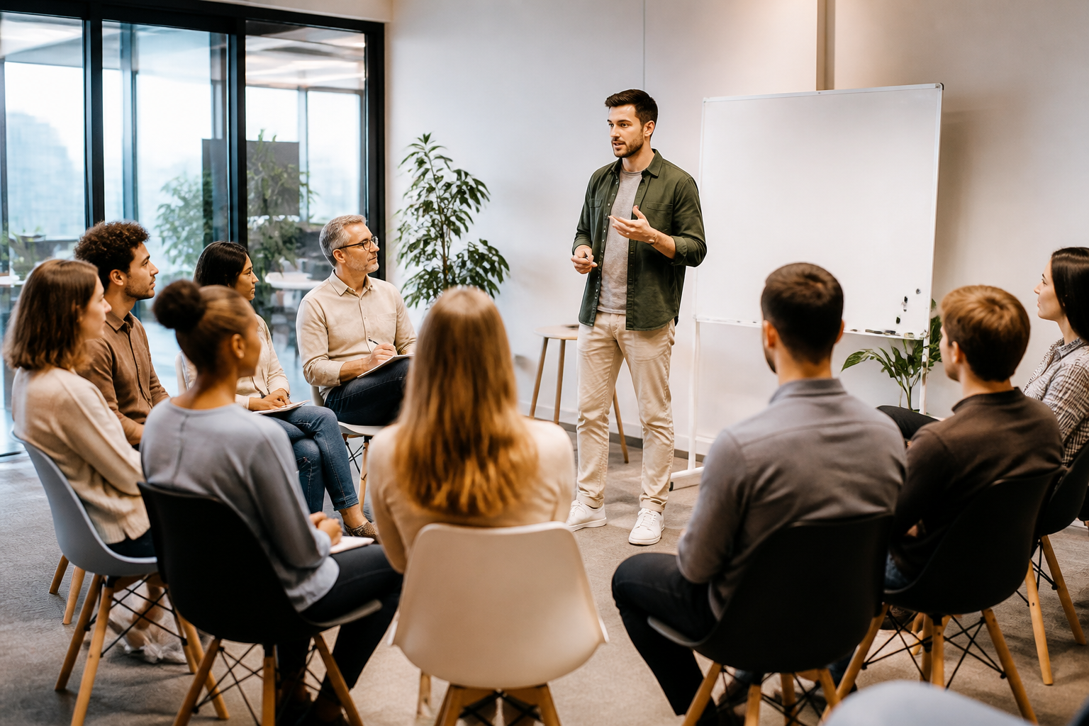 Atelier de formation en soft skills avec formateur et participants