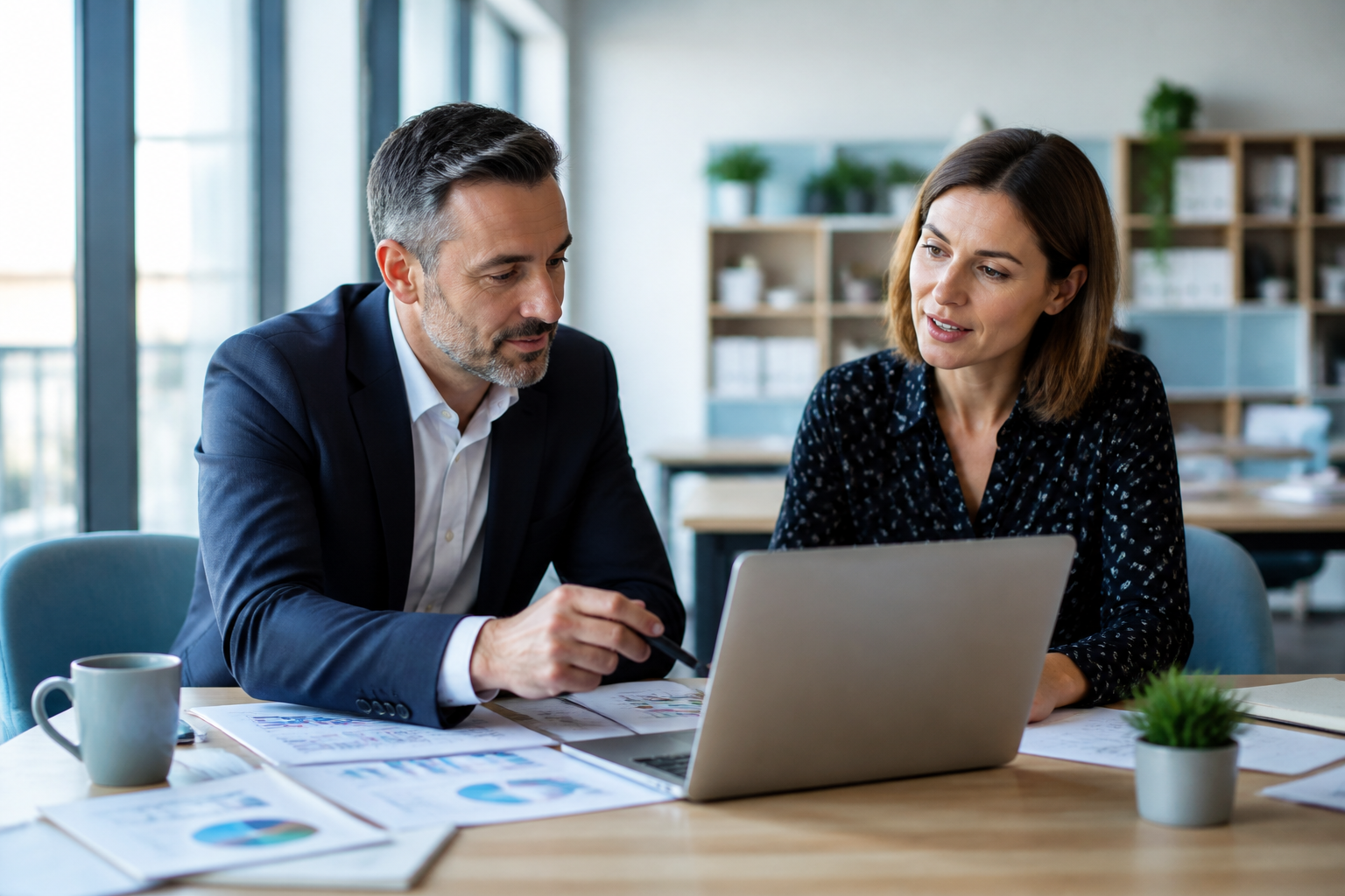 Manager et responsable RH préparant un projet de formation professionnelle