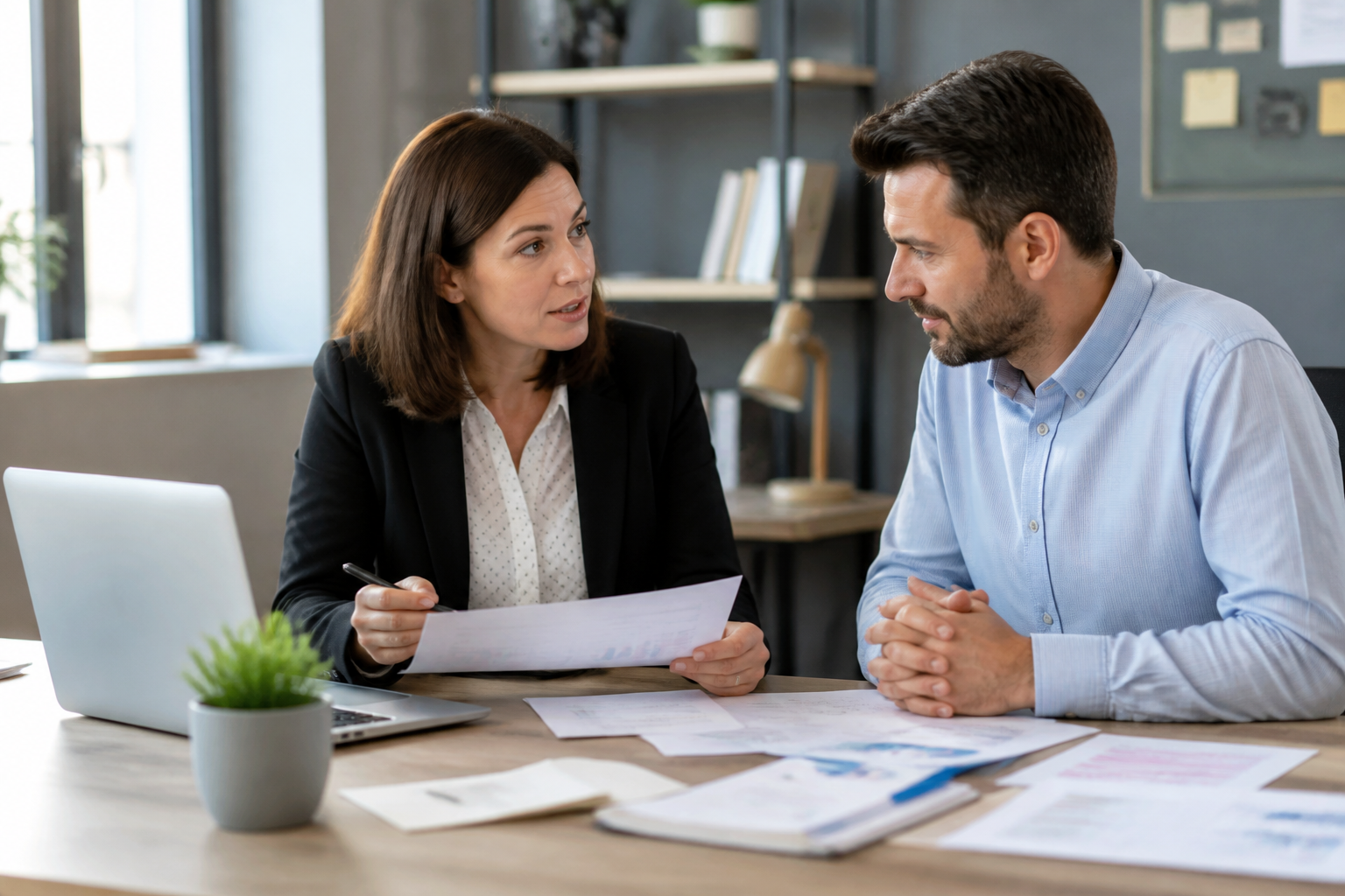 Réunion de travail entre responsable RH et manager pour choisir une formation continue