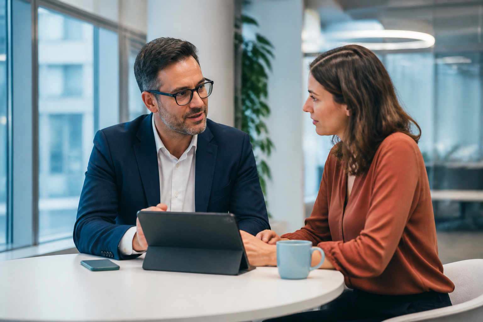 Manager et salarié en échange sur un plan de développement des compétences