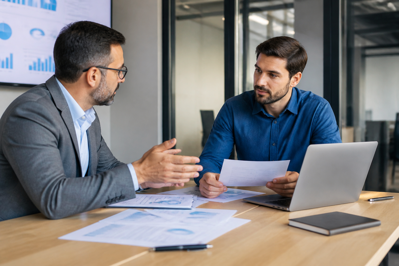 Manager et conseiller formation discutant du financement CPF en réunion