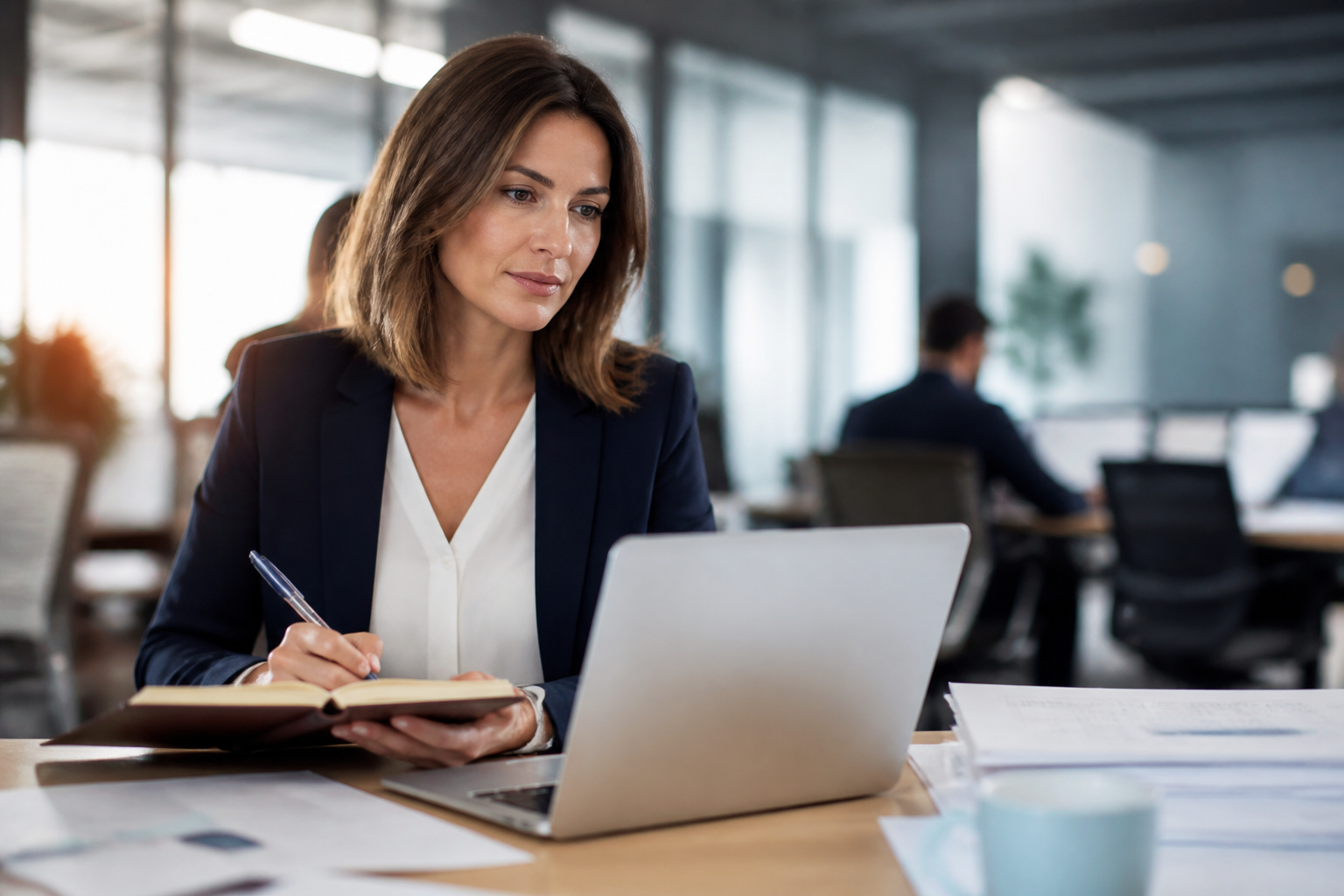 Manager réfléchissant à sa reconversion professionnelle