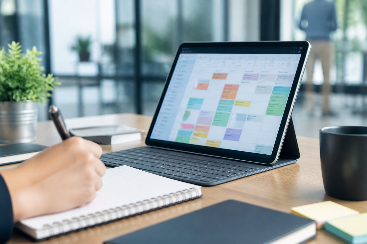 Carnet et tablette avec planning de formation professionnelle