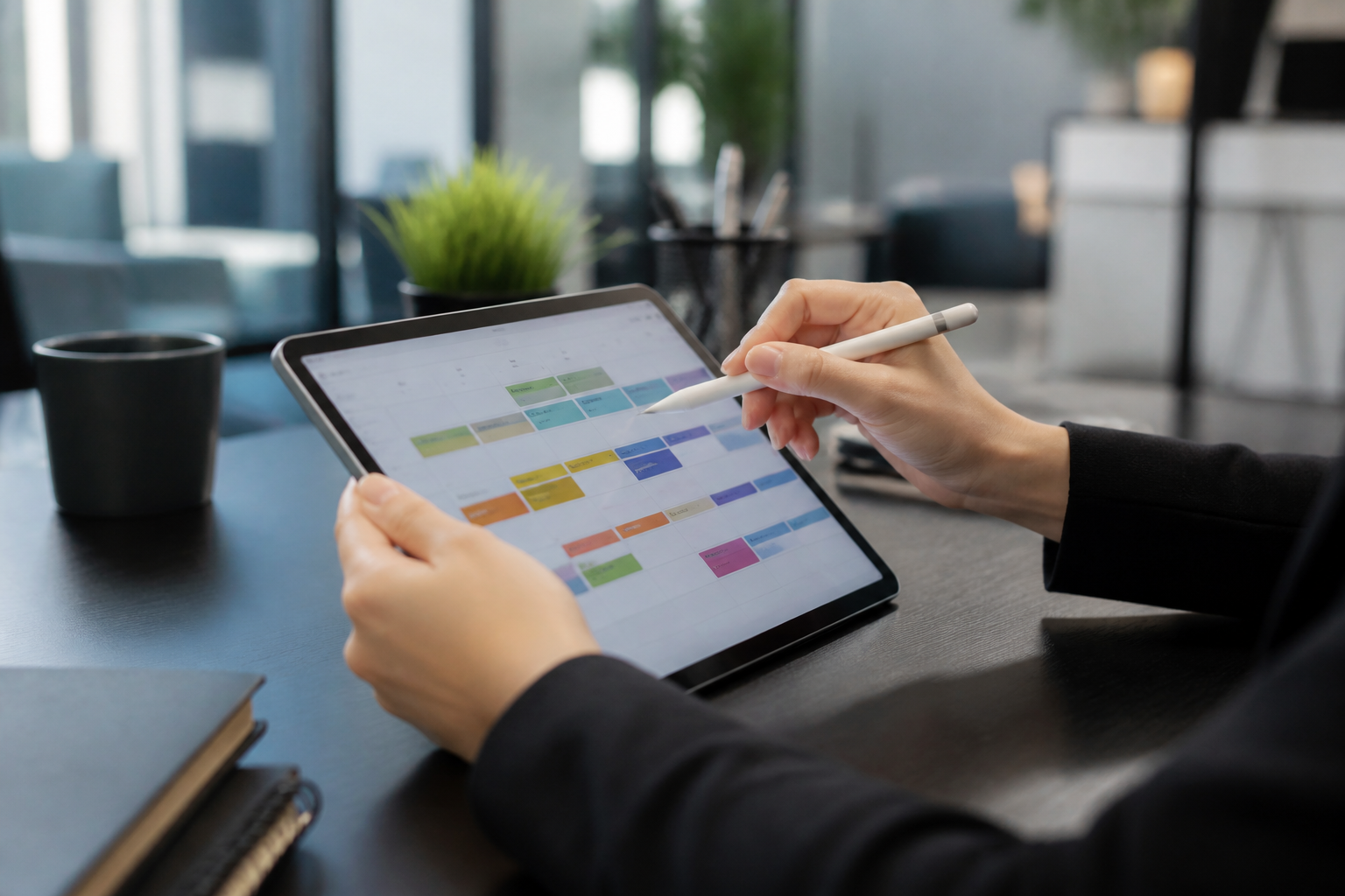 Organisation du planning de formation sur tablette numérique