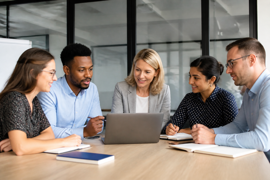 Réunion de travail lors d'une formation professionnelle