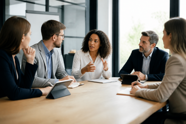 Réunion professionnelle autour d'un projet de formation