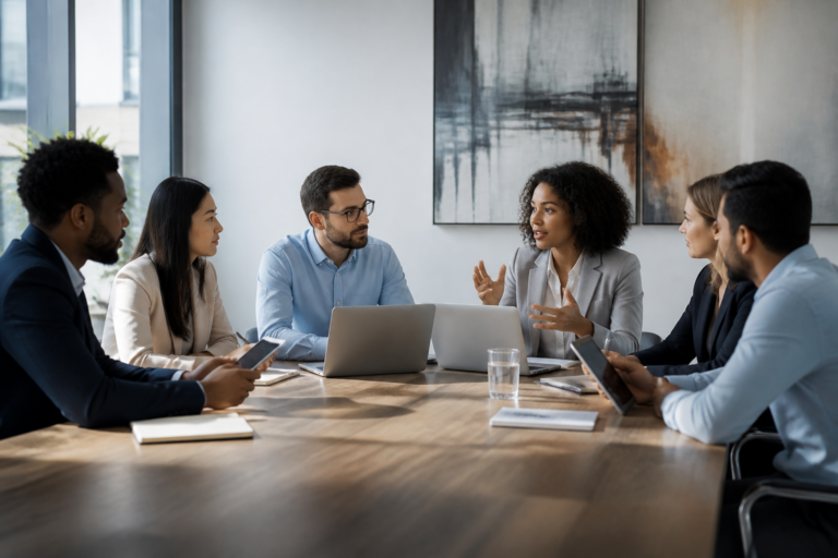 Réunion professionnelle sur la formation en entreprise