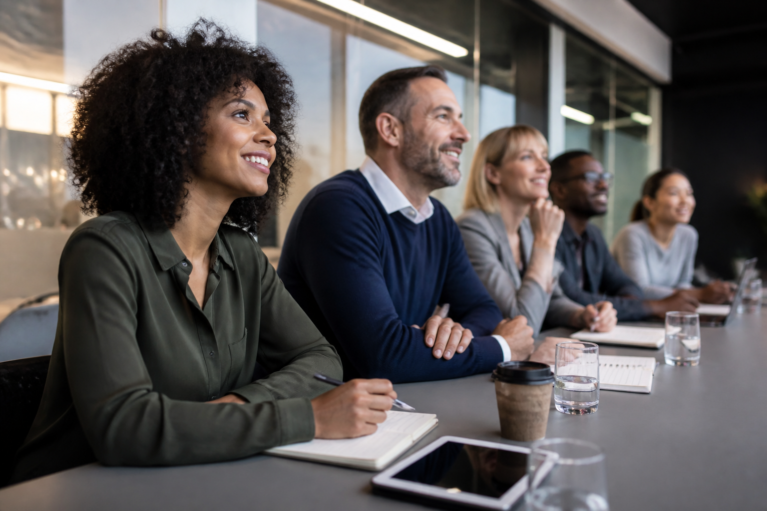 Personnes en formation professionnelle avec supports numériques et papier