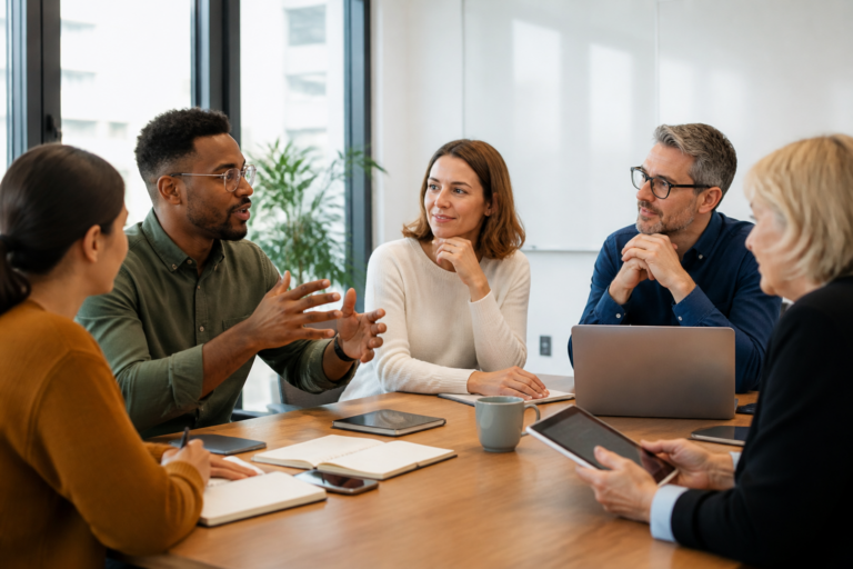 Réunion professionnelle sur la formation en entreprise