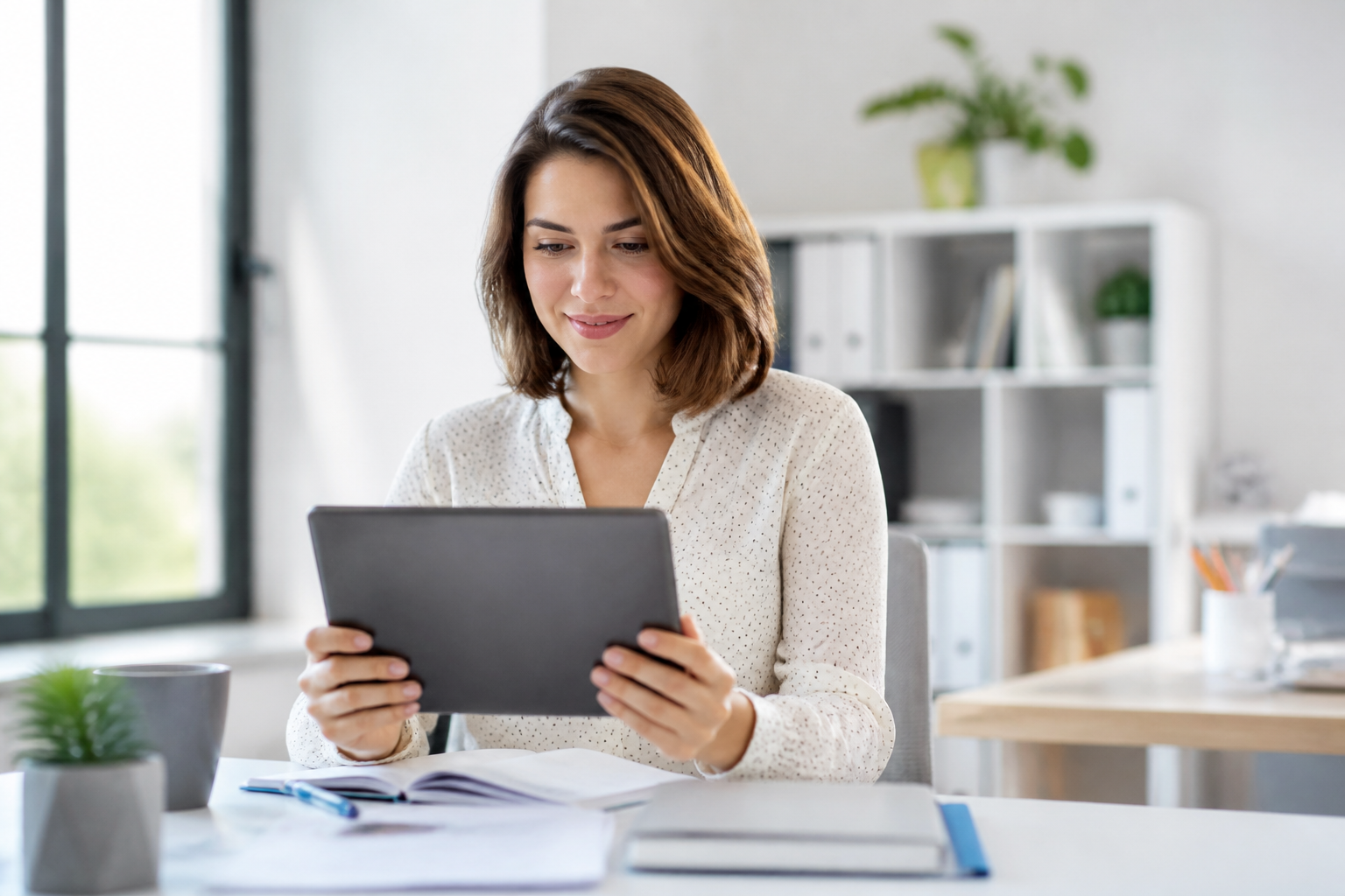 Consultation de documents de formation sur tablette numérique