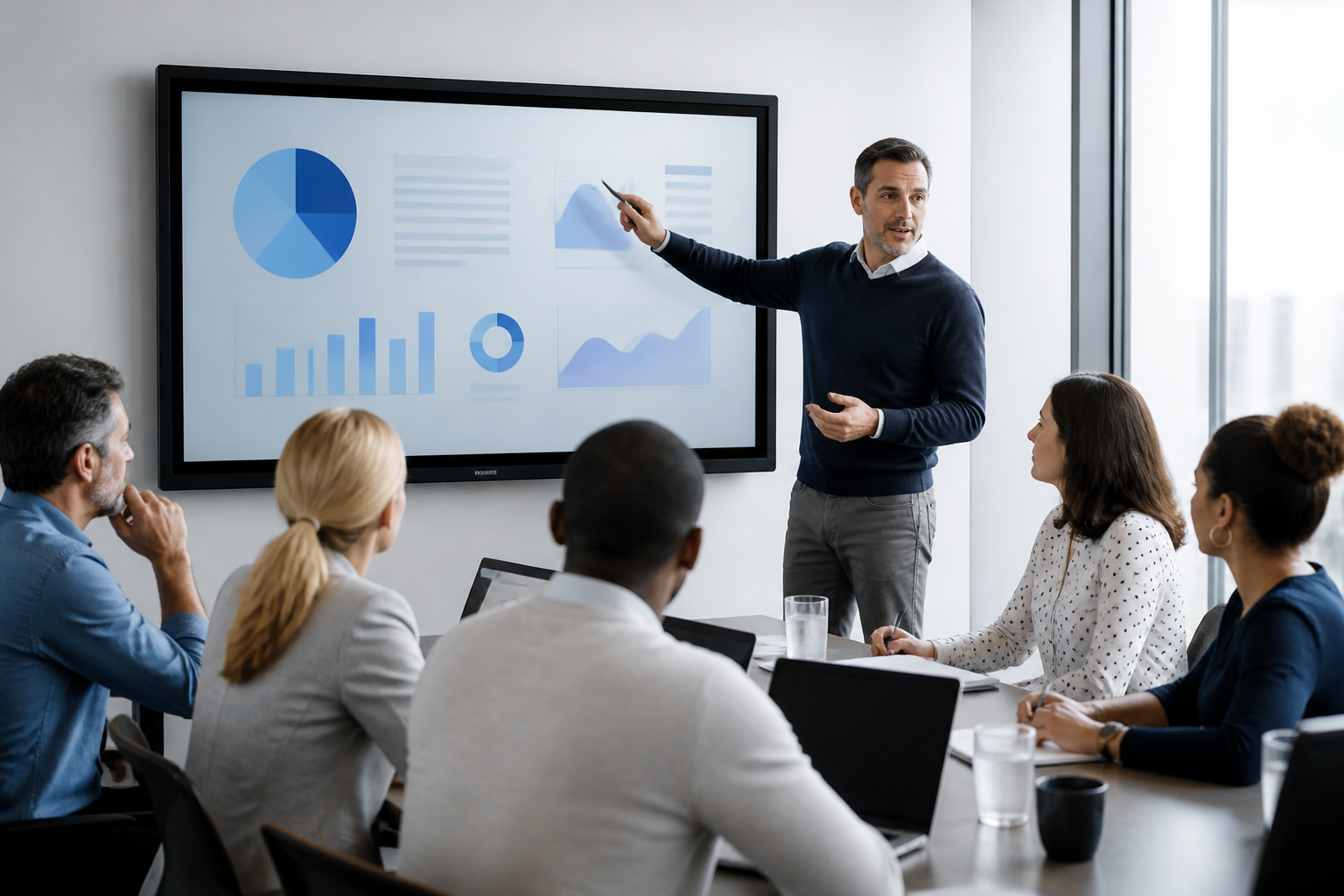 Formateur avec groupe d'adultes en formation continue