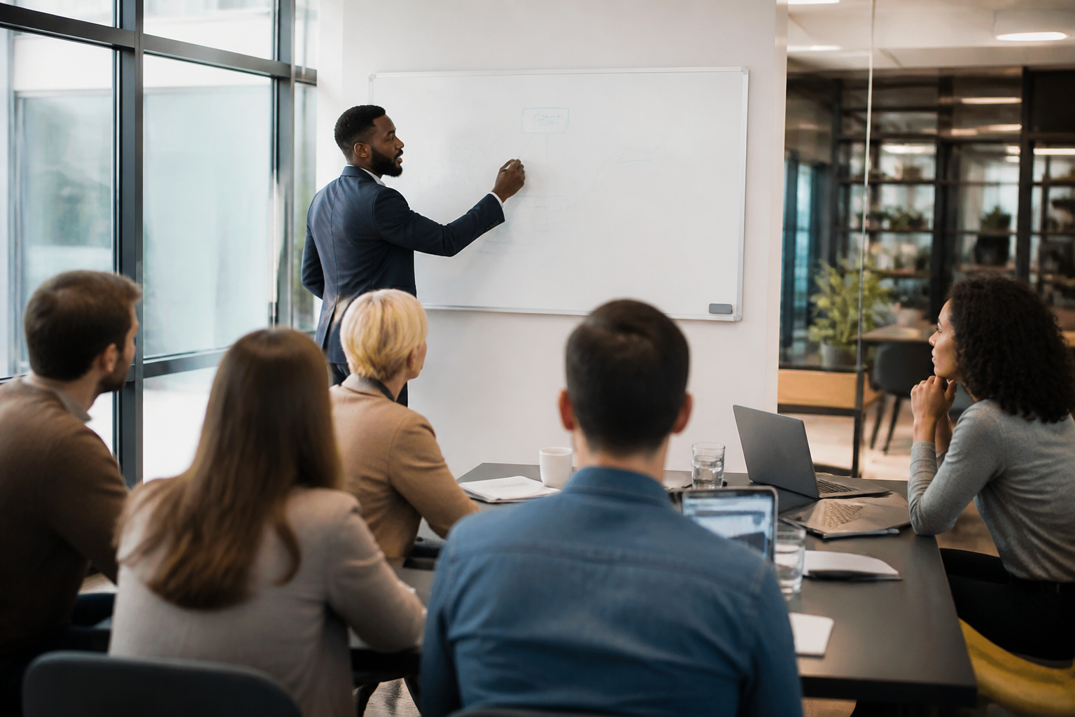 Séance de formation avec un formateur et des apprenants