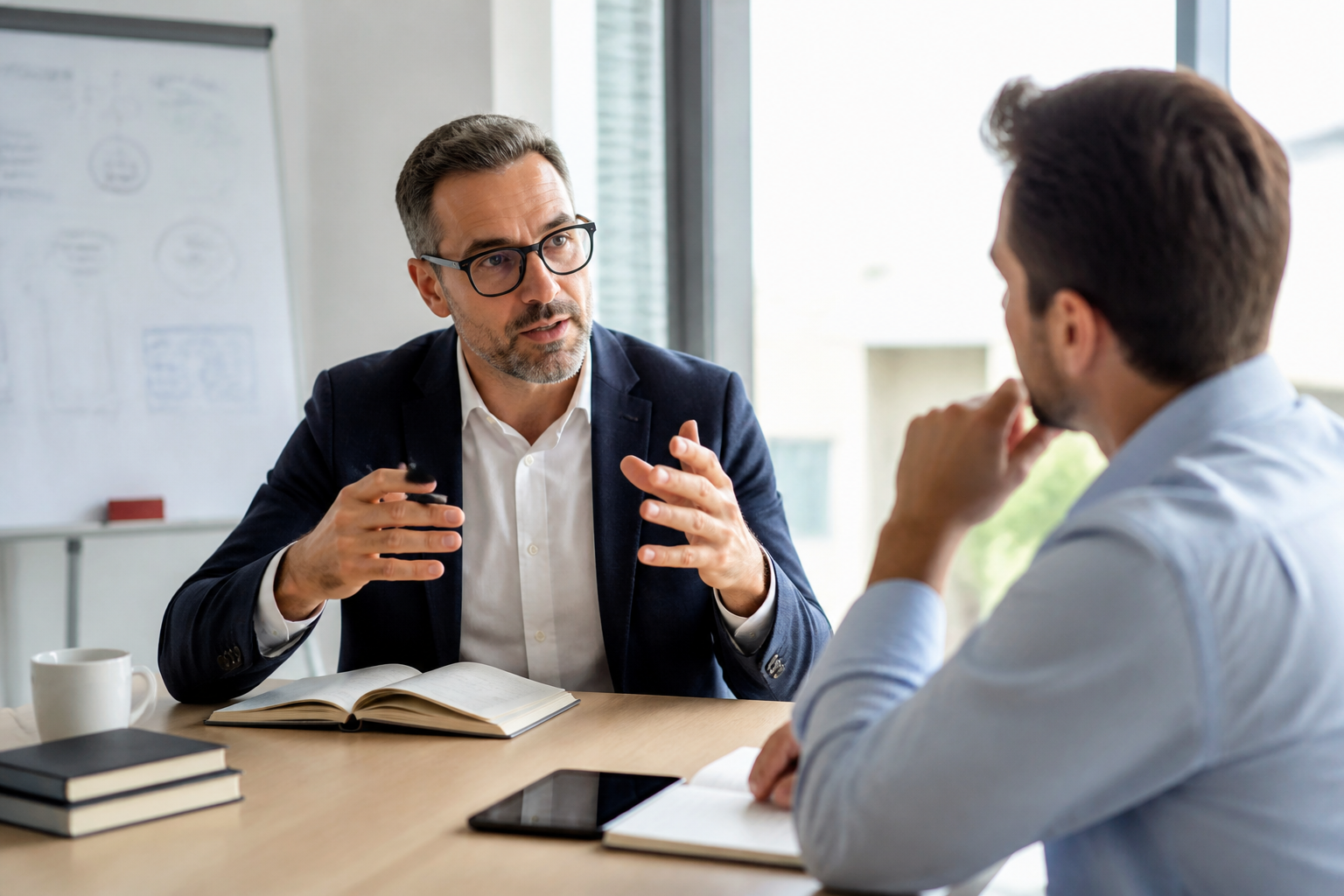 Conseiller formation expliquant le rôle des OPCO à un manager
