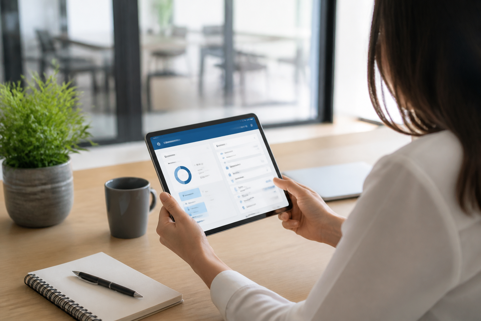 Consultation du compte CPF sur tablette en bureau lumineux