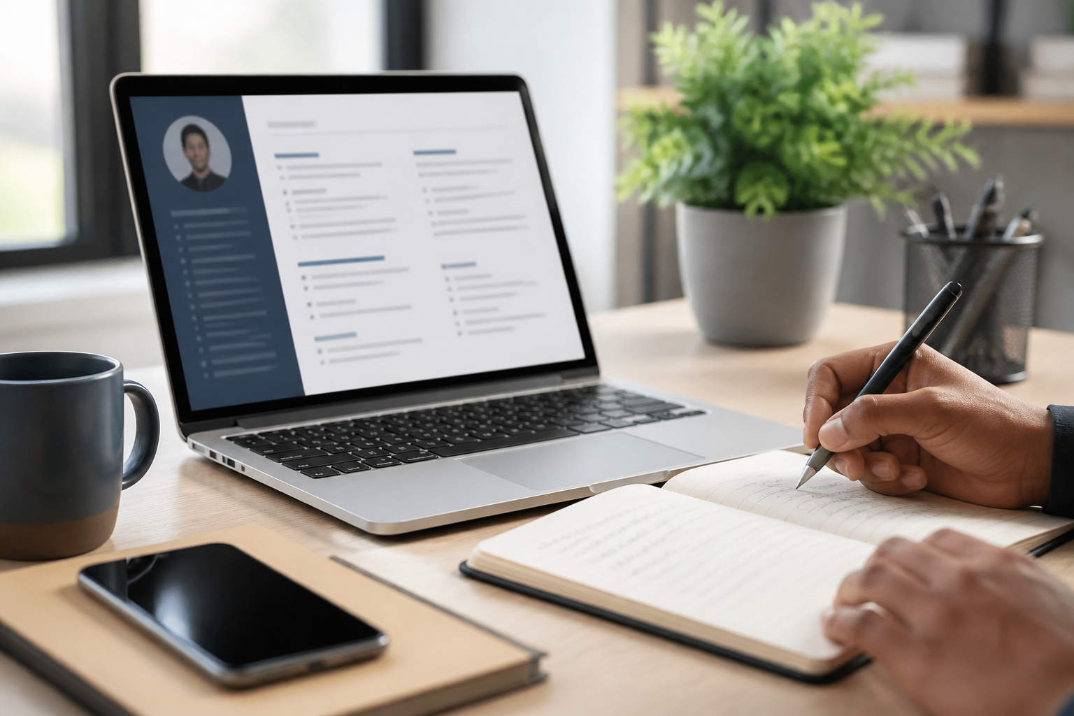 Vue rapprochée sur un CV numérique affiché sur un ordinateur portable