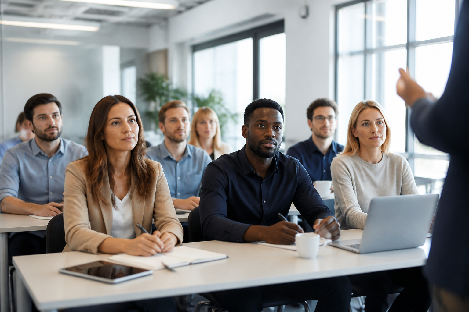 Session de formation professionnelle en cours pour salariés en entreprise