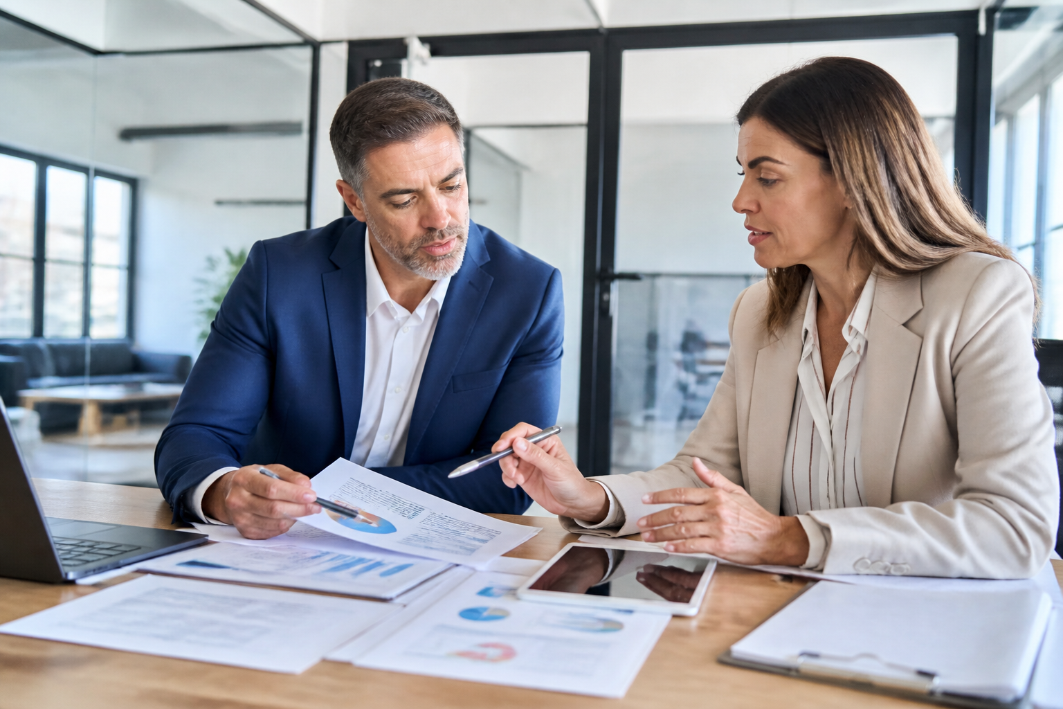 Réunion entre un manager indépendant et un responsable RH sur le financement formation