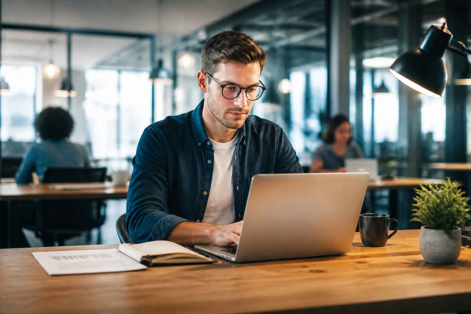 Professionnel rédigeant une lettre de demande de financement pour une formation sur son ordinateur