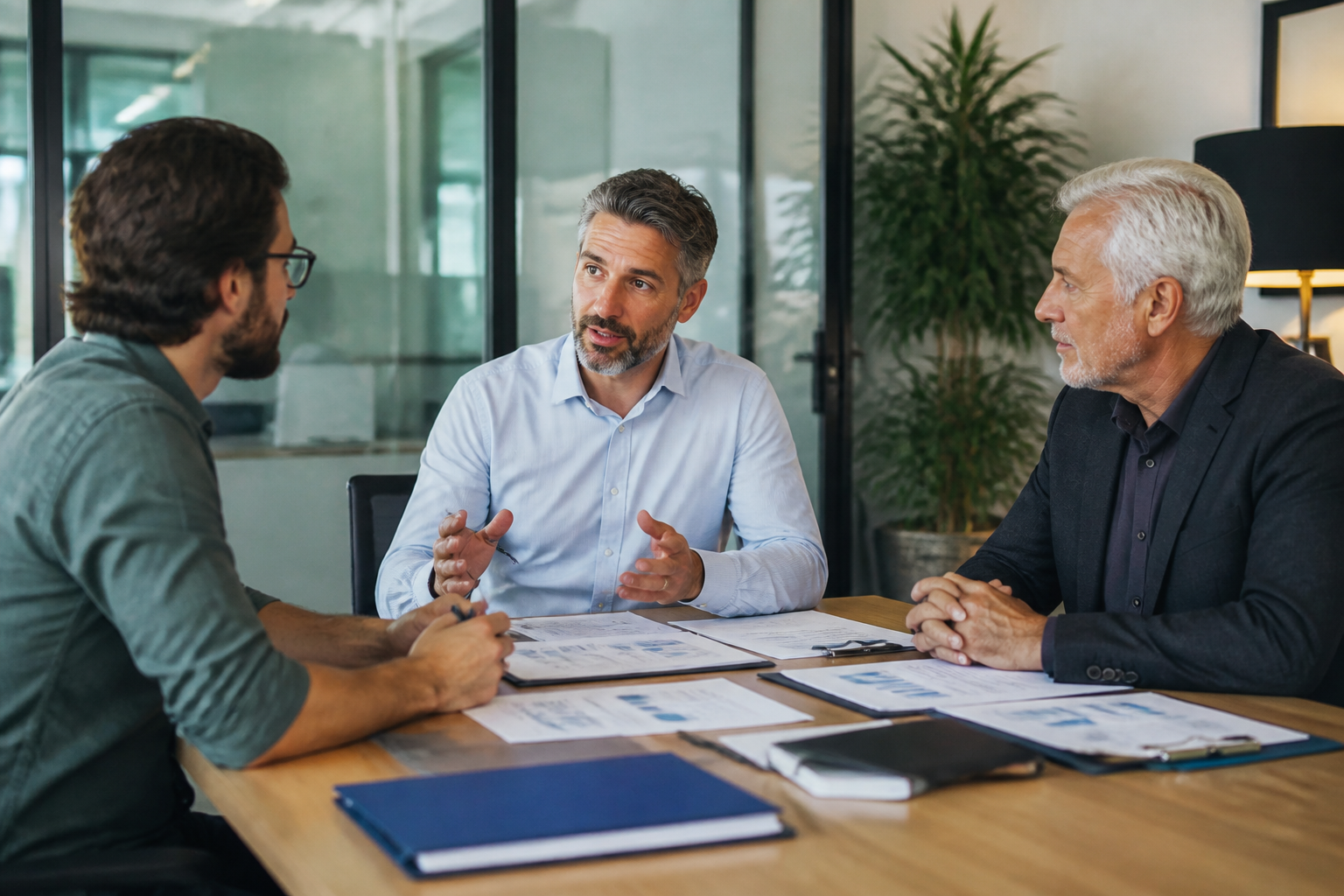 Auto-entrepreneur rencontrant un conseiller formation et un agent FAF