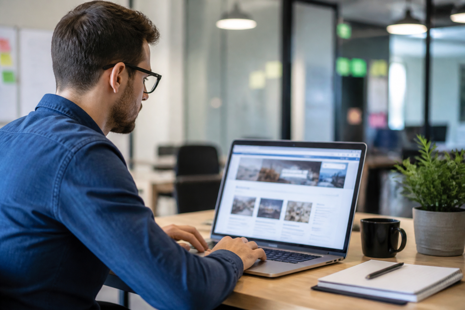 Utilisateur consultant une formation professionnelle en ligne sur un ordinateur portable