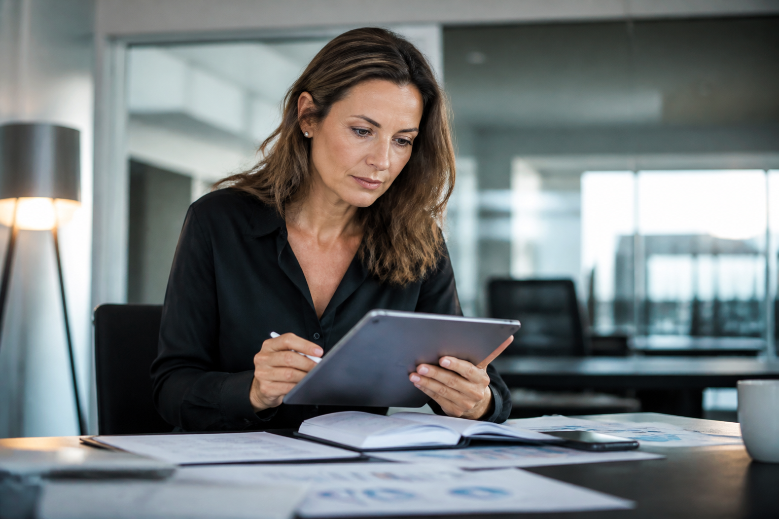 Responsable RH consultant un plan de formation sur un écran numérique