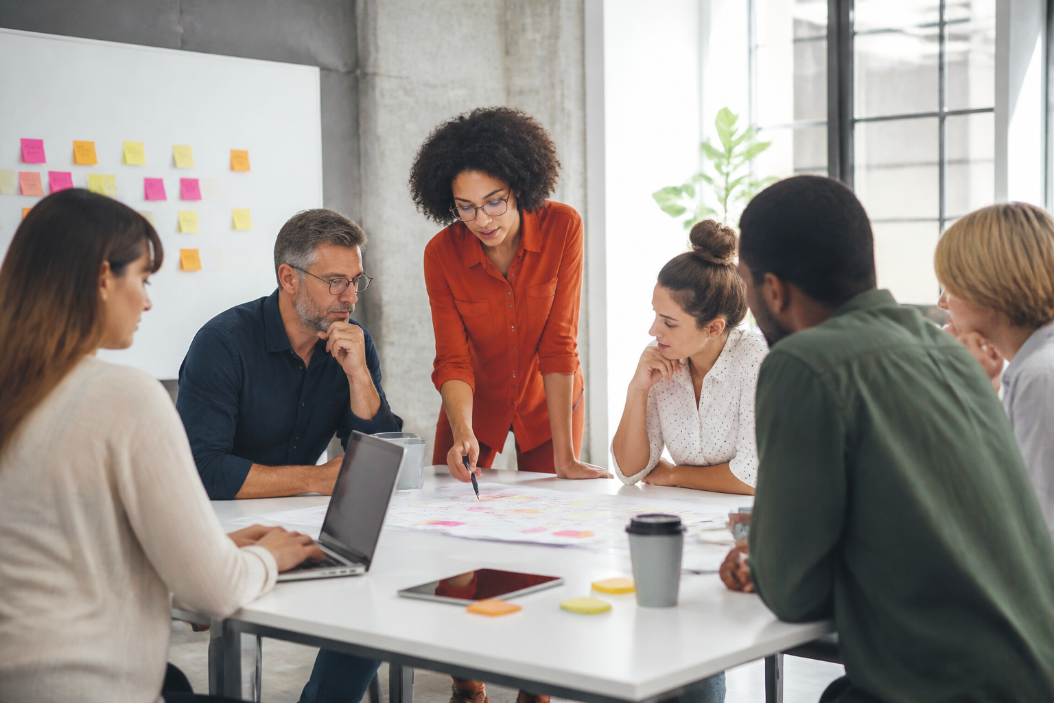 Groupe de personnes en atelier de formation professionnelle dynamique