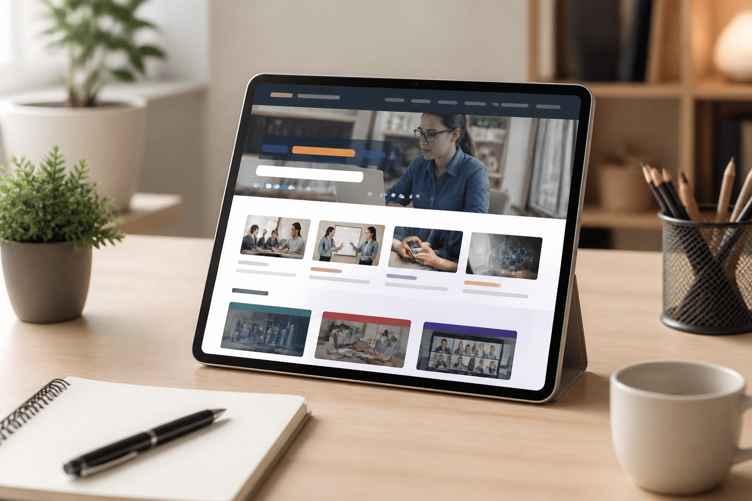 Consultation de ressources de formation professionnelle sur une tablette