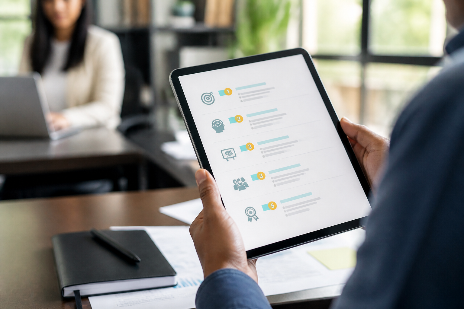 Consultation d'un programme de formation sur tablette