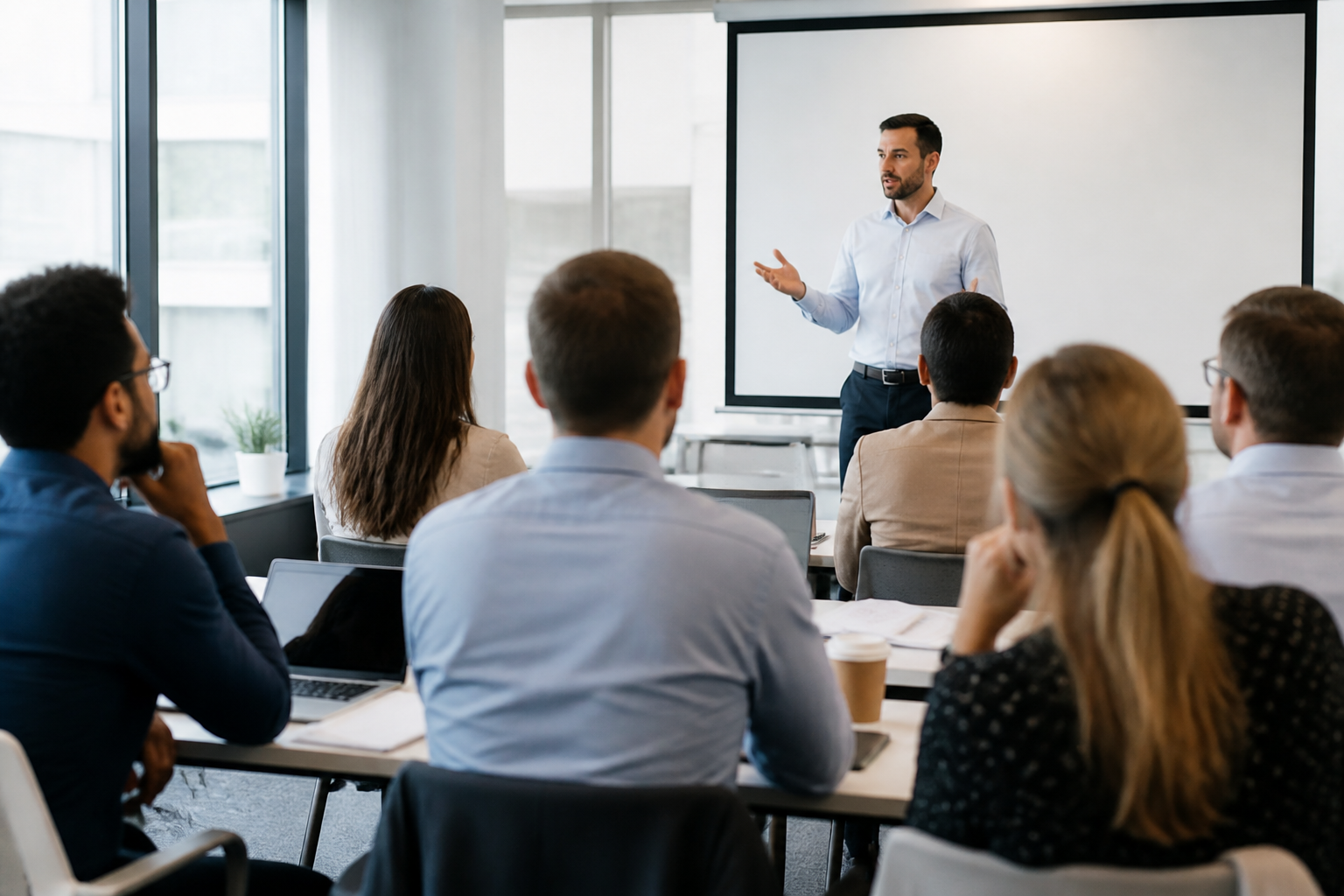 Atelier de formation professionnelle avec formateur et participants