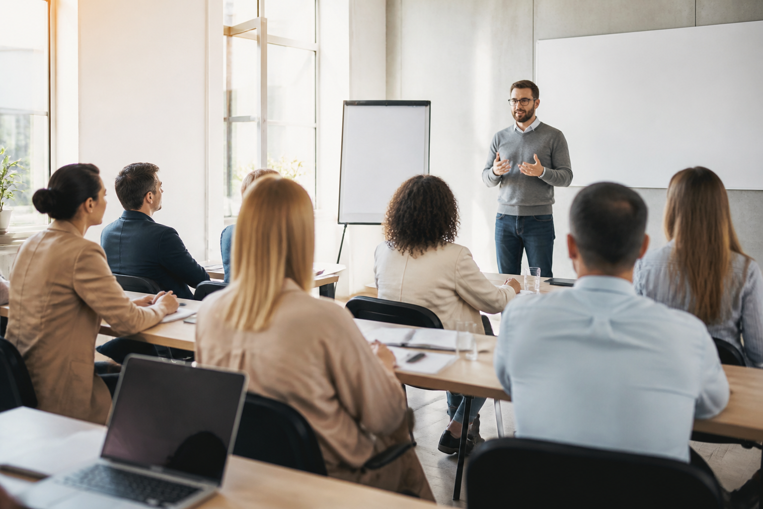Séance de formation professionnelle animée par un expert