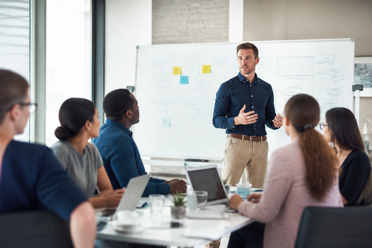 Atelier de formation professionnelle avec formateur et participants