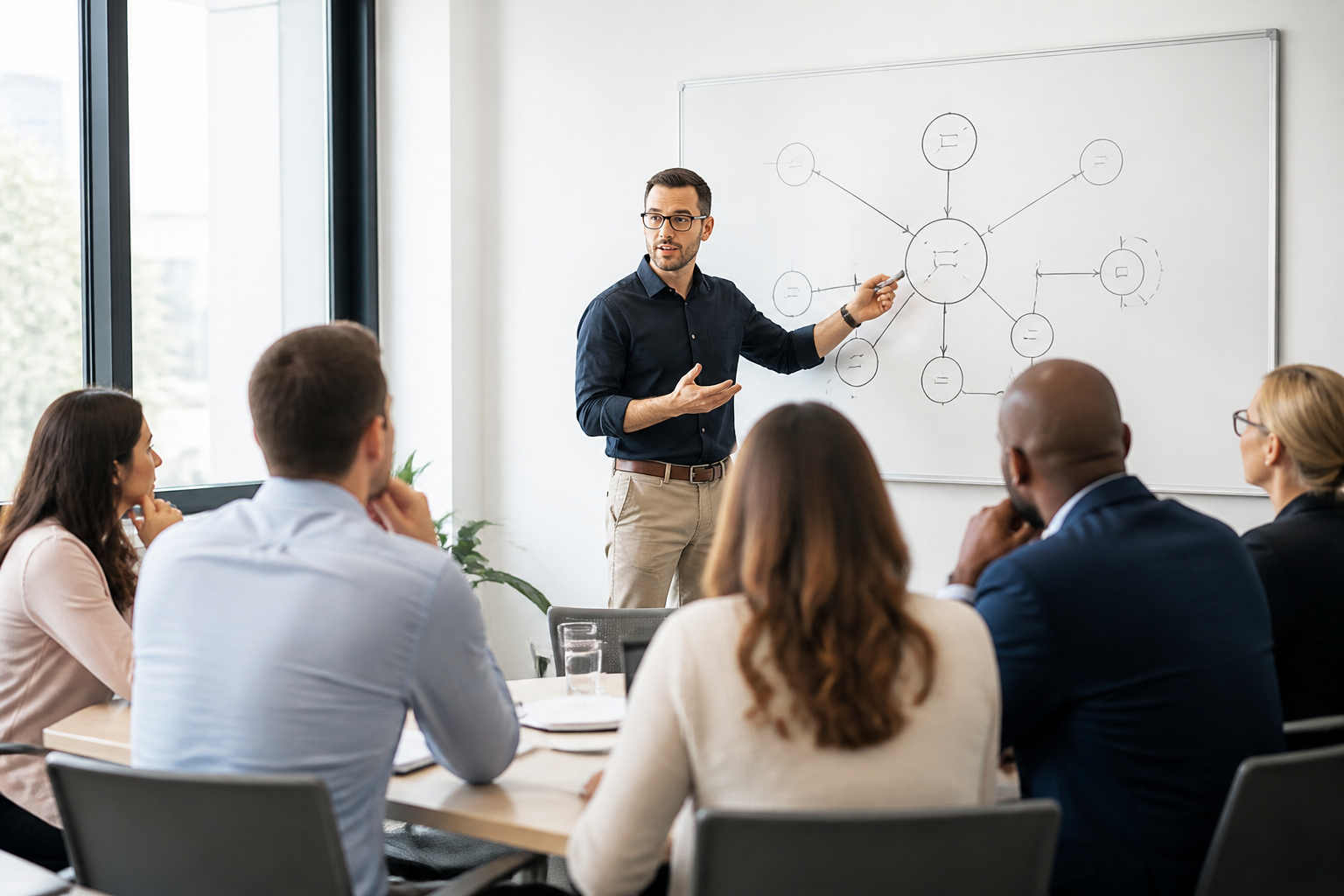 Séance en formation certifiante systémique en salle professionnelle