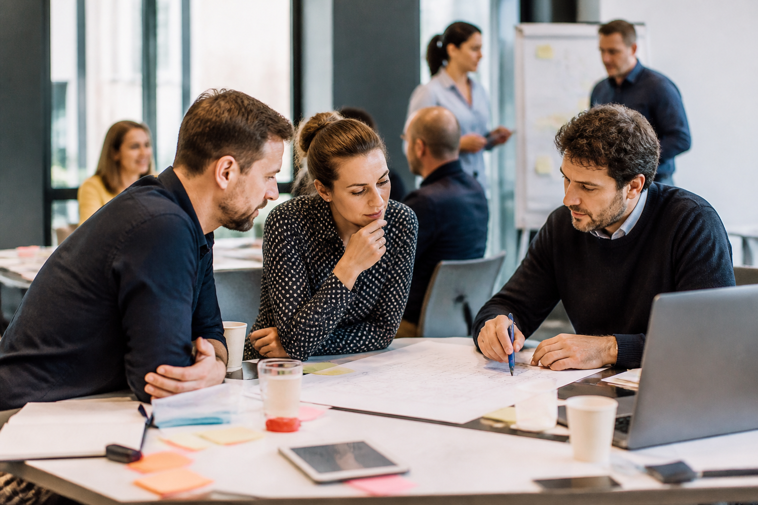 Personnes en formation lors d'un atelier professionnel en environnement moderne