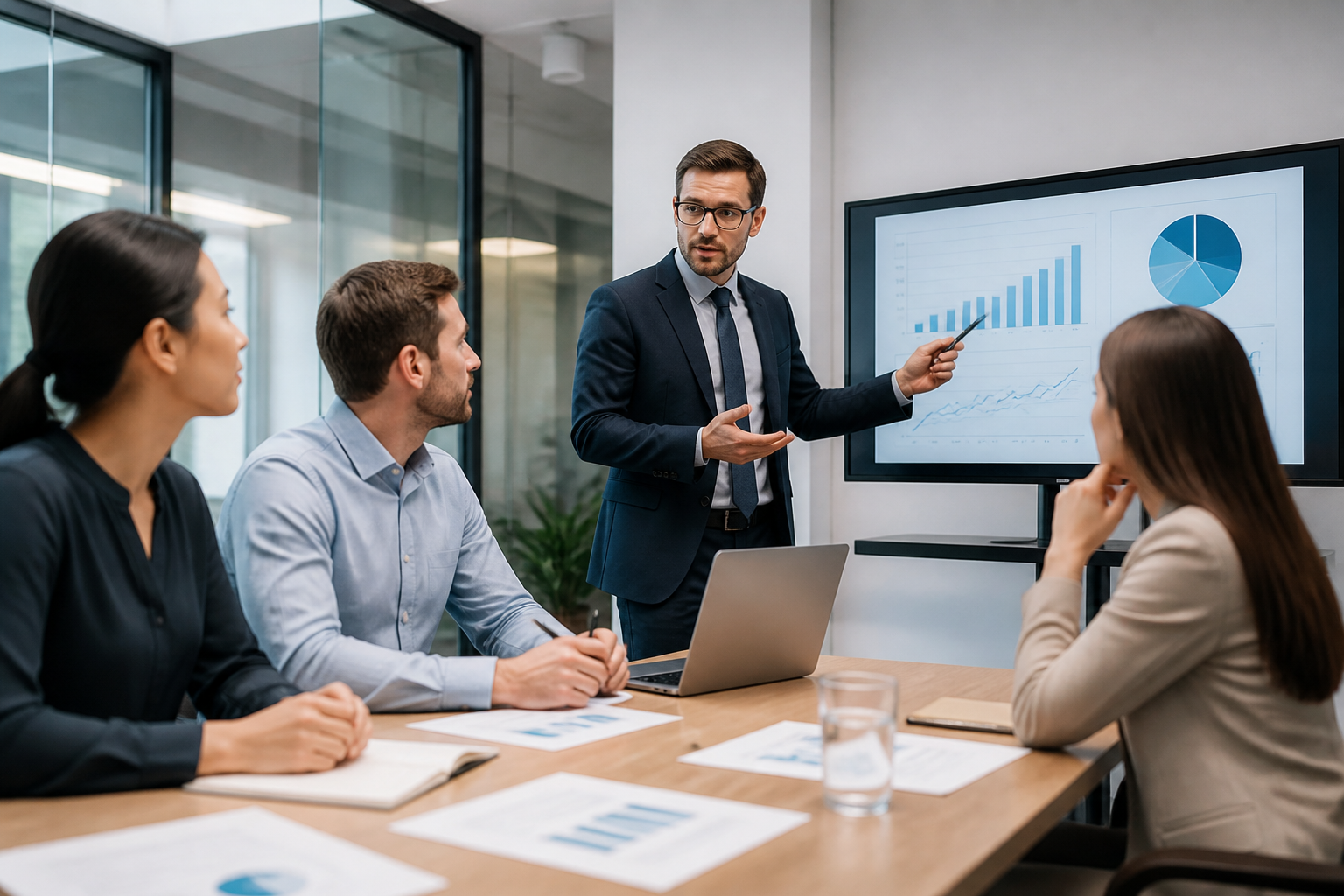 Réunion de travail sur le contrôle de gestion et l’analyse financière en entreprise