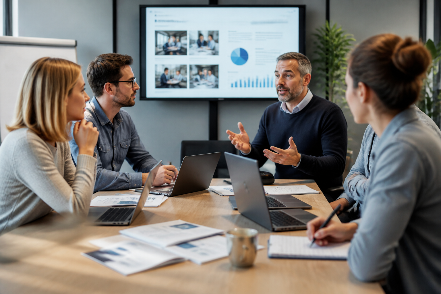 Réunion de management pour organiser un projet de formation professionnelle