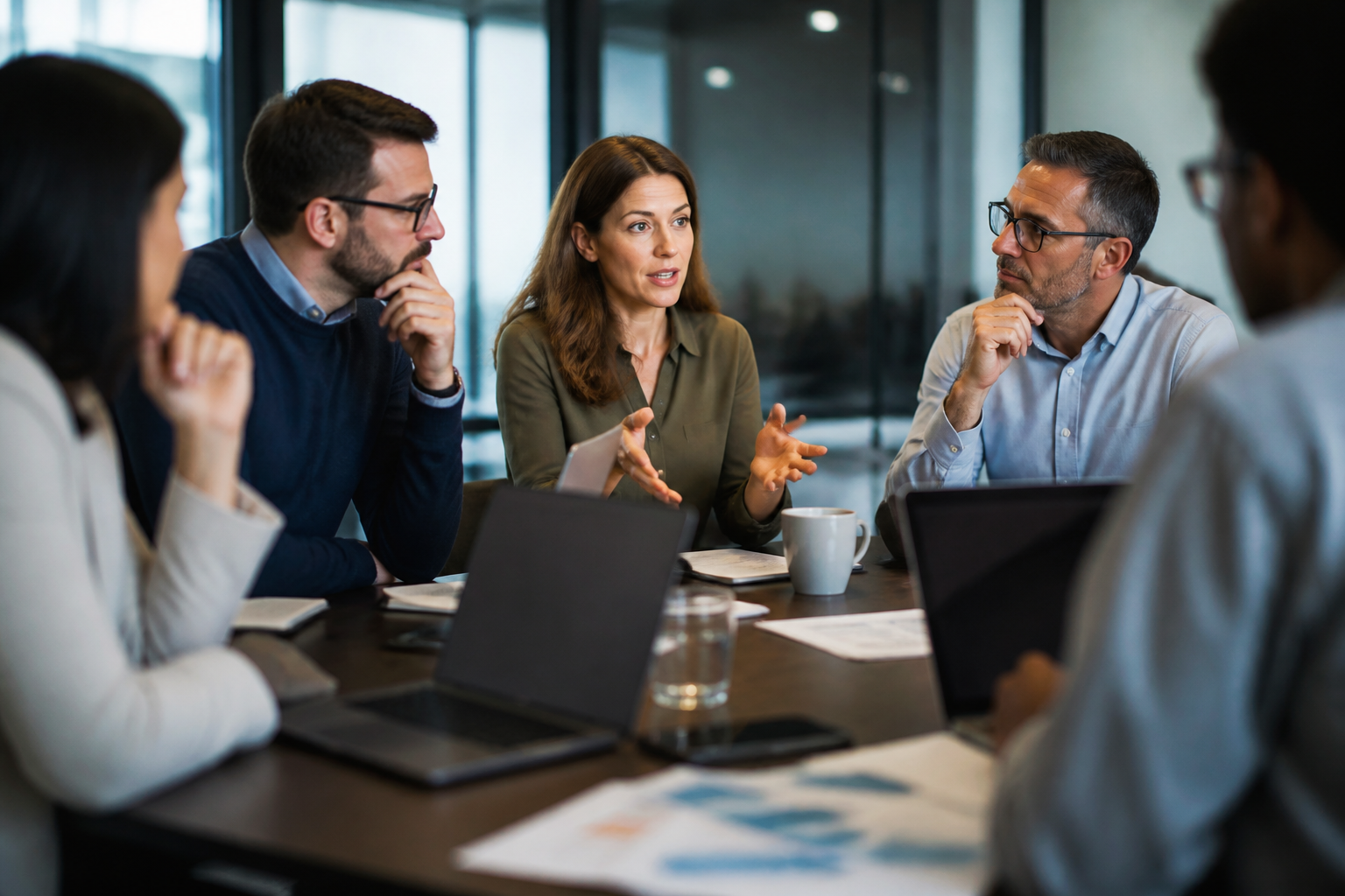 Réunion de managers et responsables RH en discussion sur un projet de formation